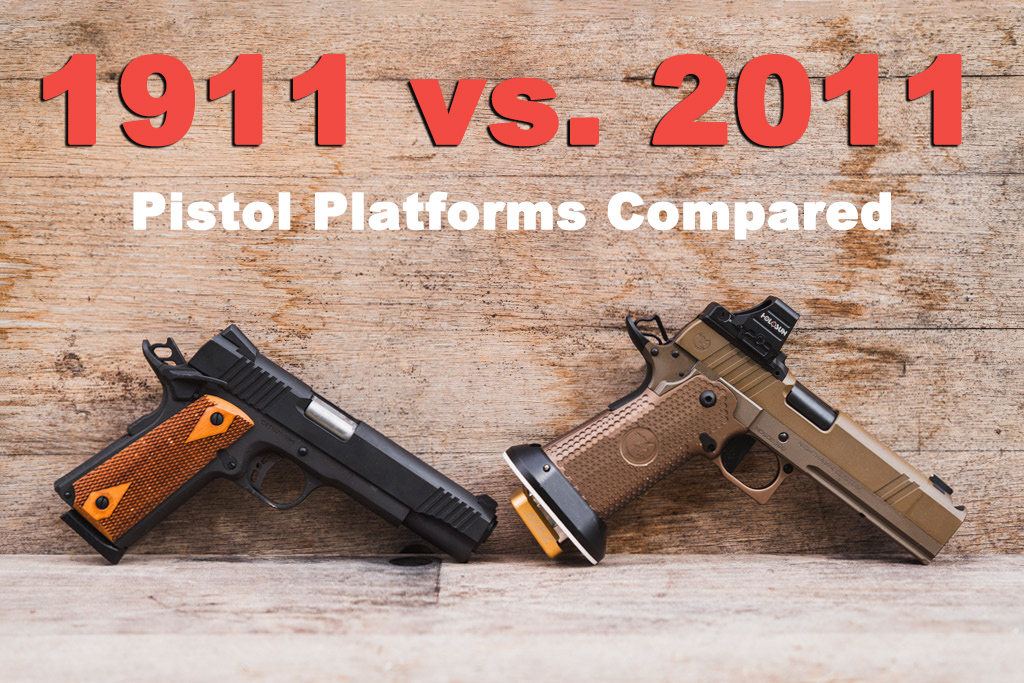 A 1911 pistol side by side with a 2011 pistol