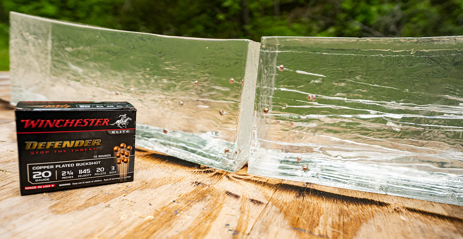 Winchester Defender buckshot into gel Winchester defender 20 gauge buckshot into gelatin