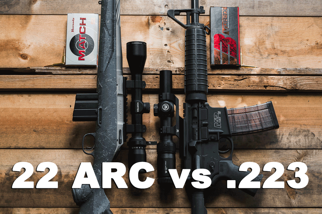 22 ARC vs 223 rifles and ammo side by side