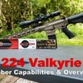 224 valkyrie rifle and ammunition on a shooting bench