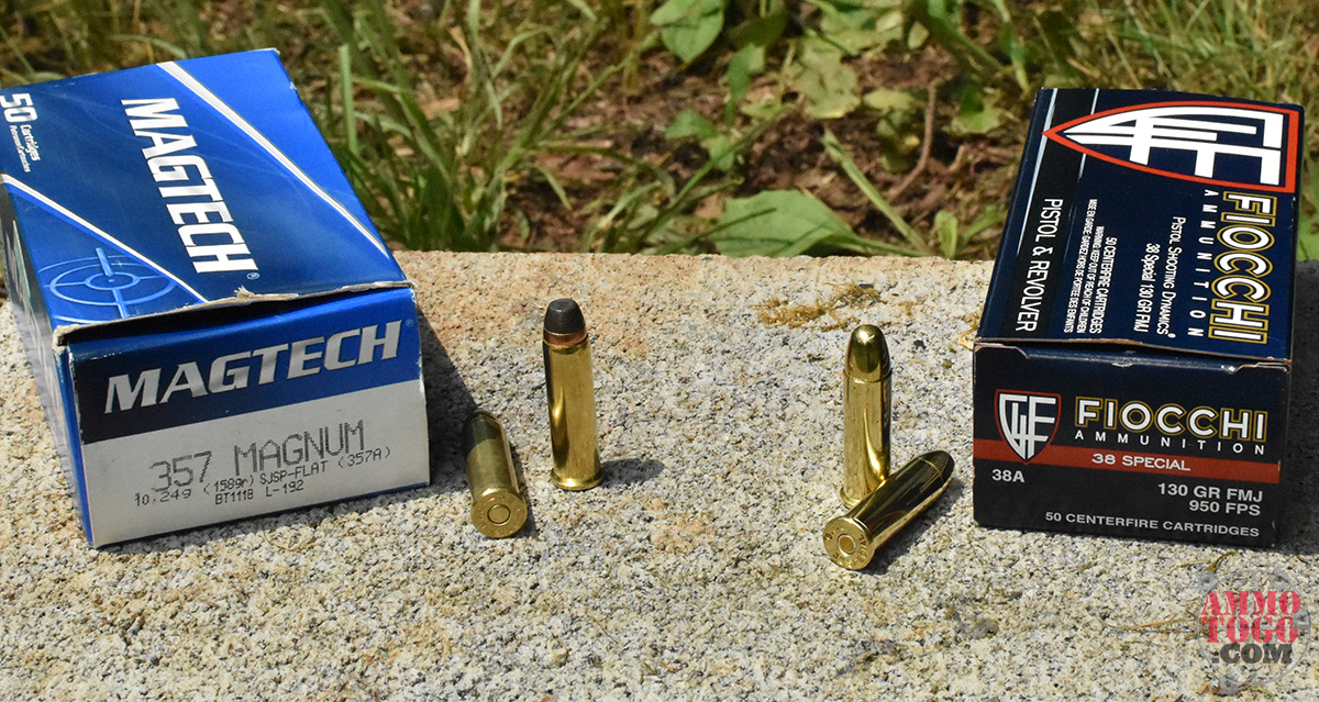 magtech 357 magnum vs. Fiocchi 38 special ammo on a cinder block