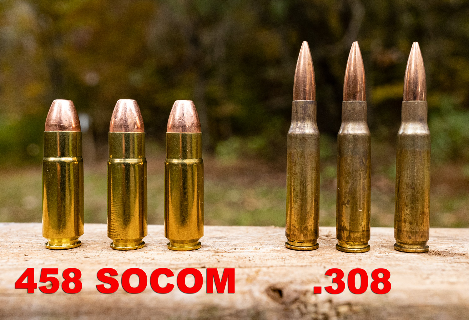 458 SOCOM vs 308 ammo side by side