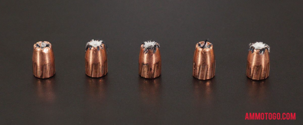 Hollow Point Projectile Clogged With Fabric Barrier 9mm Speer Gold Dot Test Rounds