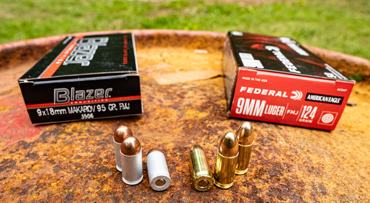 9x18 vs 9x19 ammo side by side