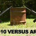 AR-15 vs AR-10 rifles displayed at a shooting range