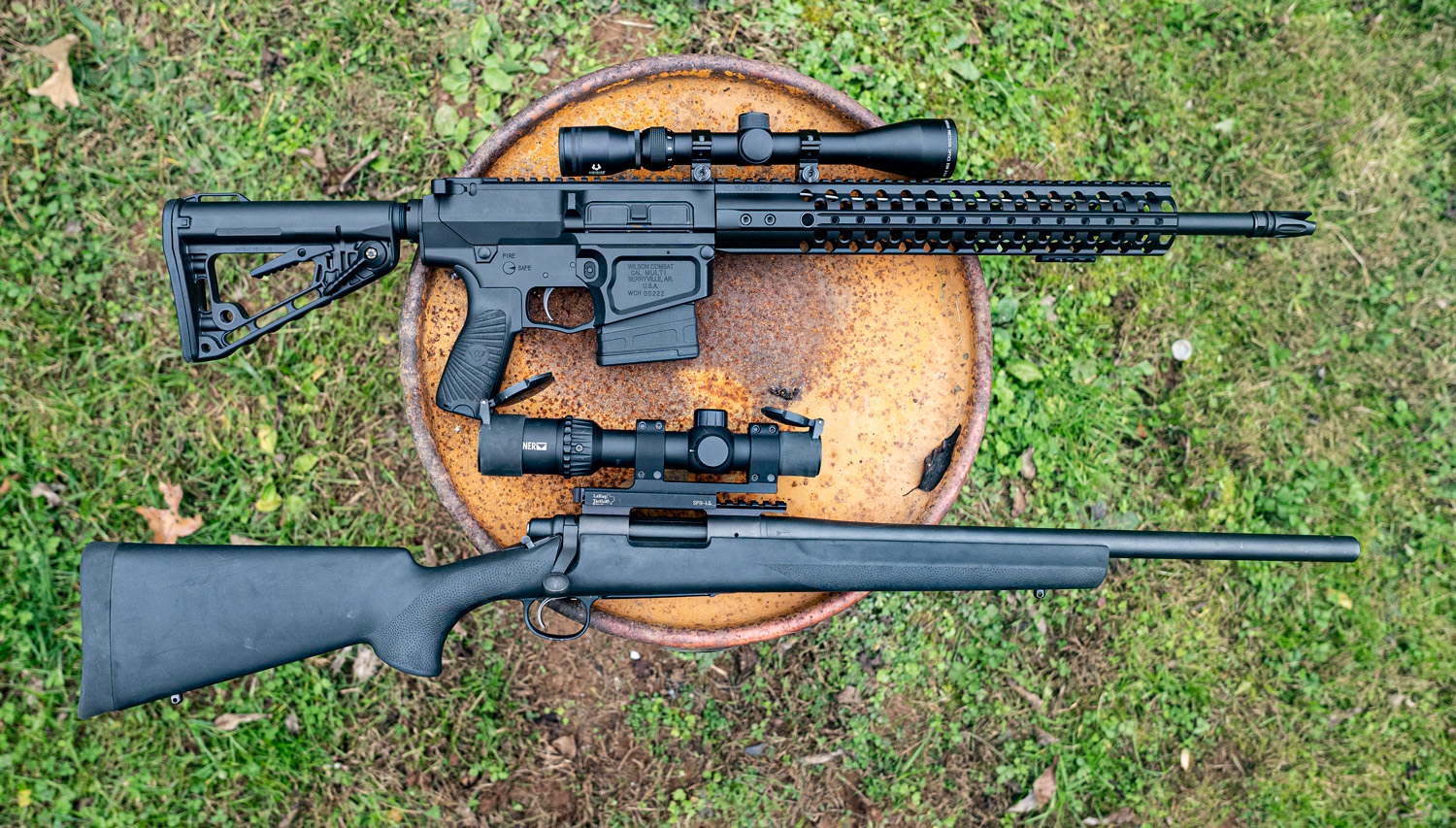 AR-10 and bolt action rifle chambered in .308