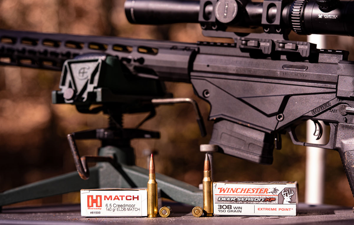 .308 and 6.5 creedmoor ammo side by side at the range