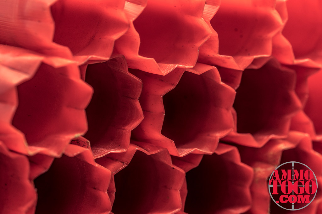 Star crimped shotgun shells Stacks of fired star crimped shotgun shells