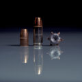 photo of 9mm ammo with reflection