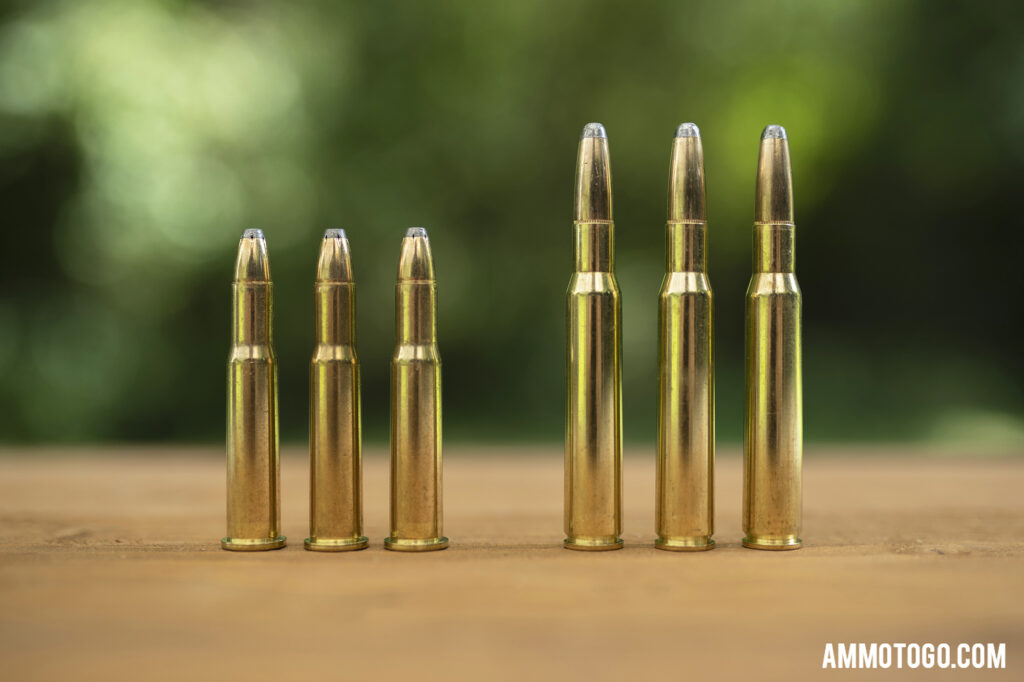 30-30 winchester ammo next to 30-06 ammunition for comparison