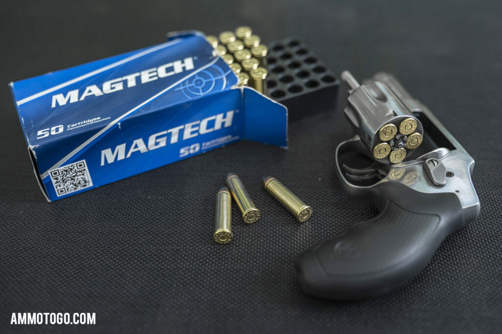Smith & Wesson 357 magnum revolver loaded with Magtech FMJ ammo