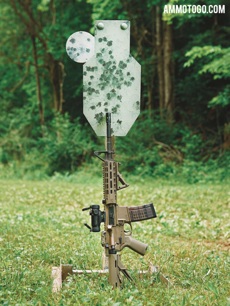 The muzzle energy of an AR-15 shot means you likely don't want to shoot at steel targets at close range.