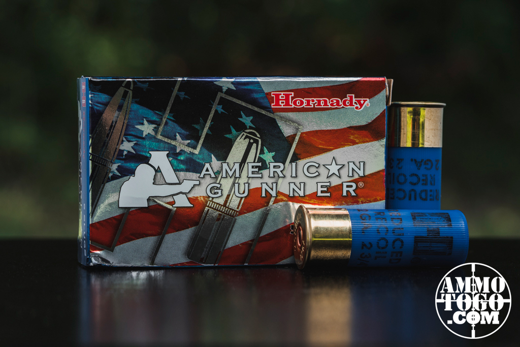 Hornady American Gunner Reduced Recoil, 2-3/4”, 1 ounce Rifled Slug displayed at the shooting range