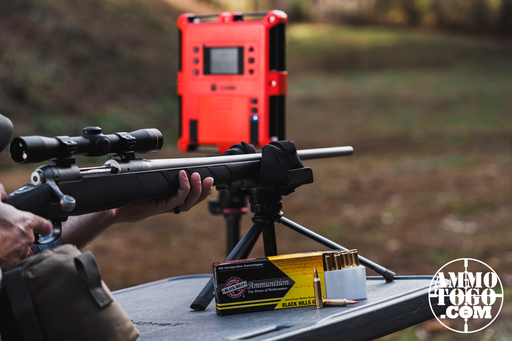 Firing a 22-250 rifle at the range