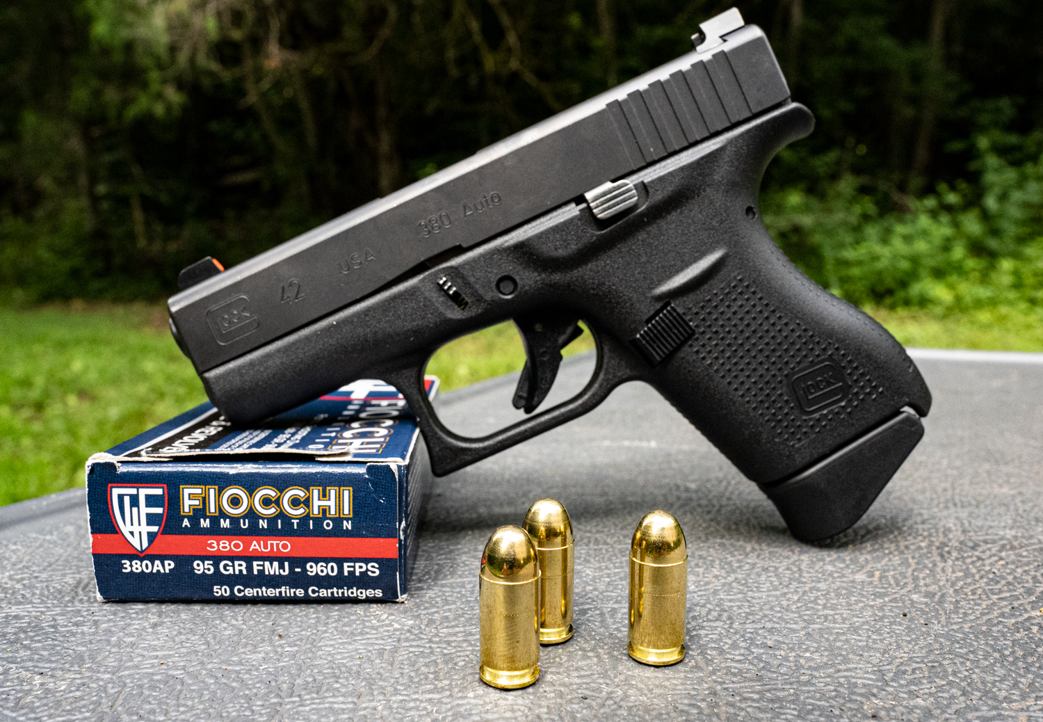 A Glock 380 Auto Pistol with Fiocchi ammo