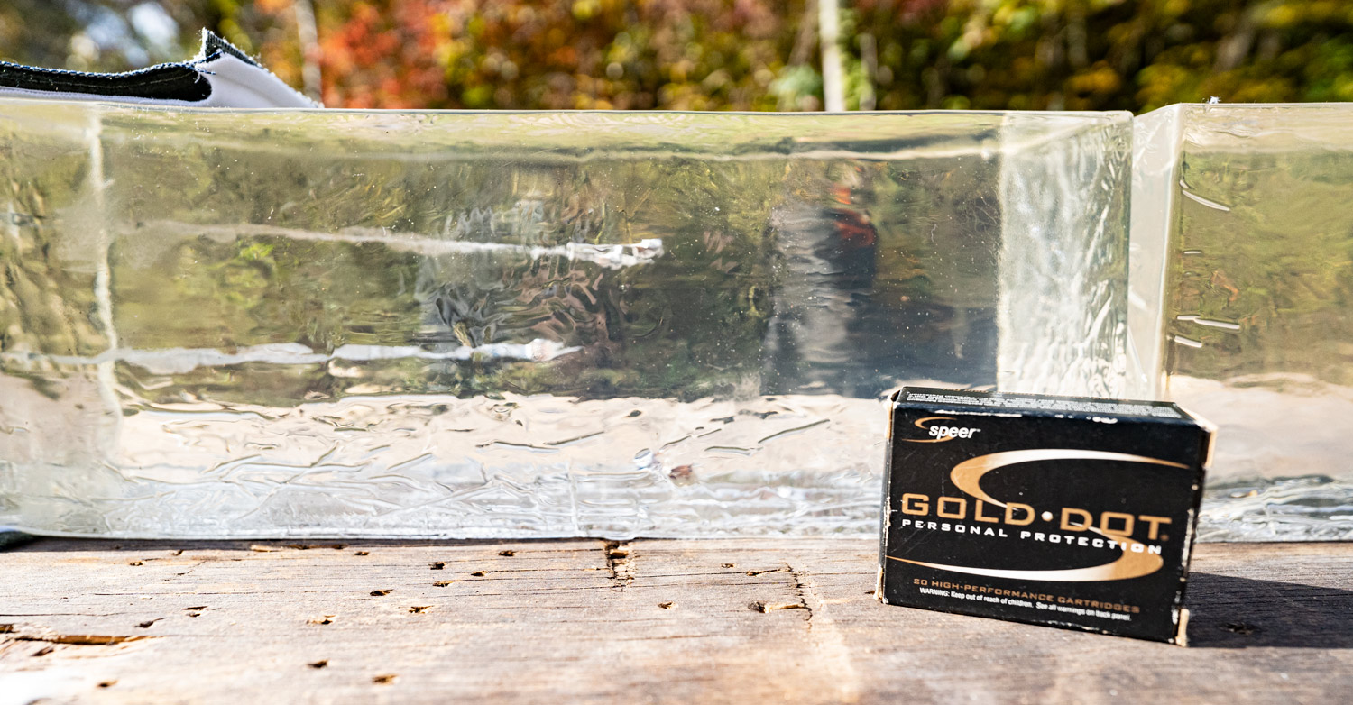 Speer Gold Dot 25 ACP ammo fired into gelatin