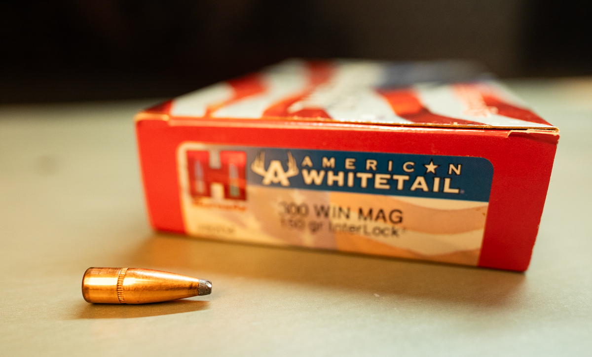 Hornady American Whitetail ammunition loaded with a secant ogive bullet.