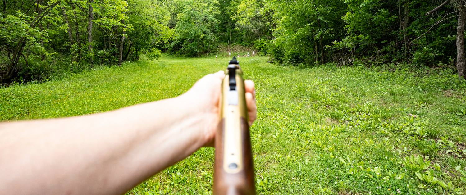 Looking downrange with a lever action rifle