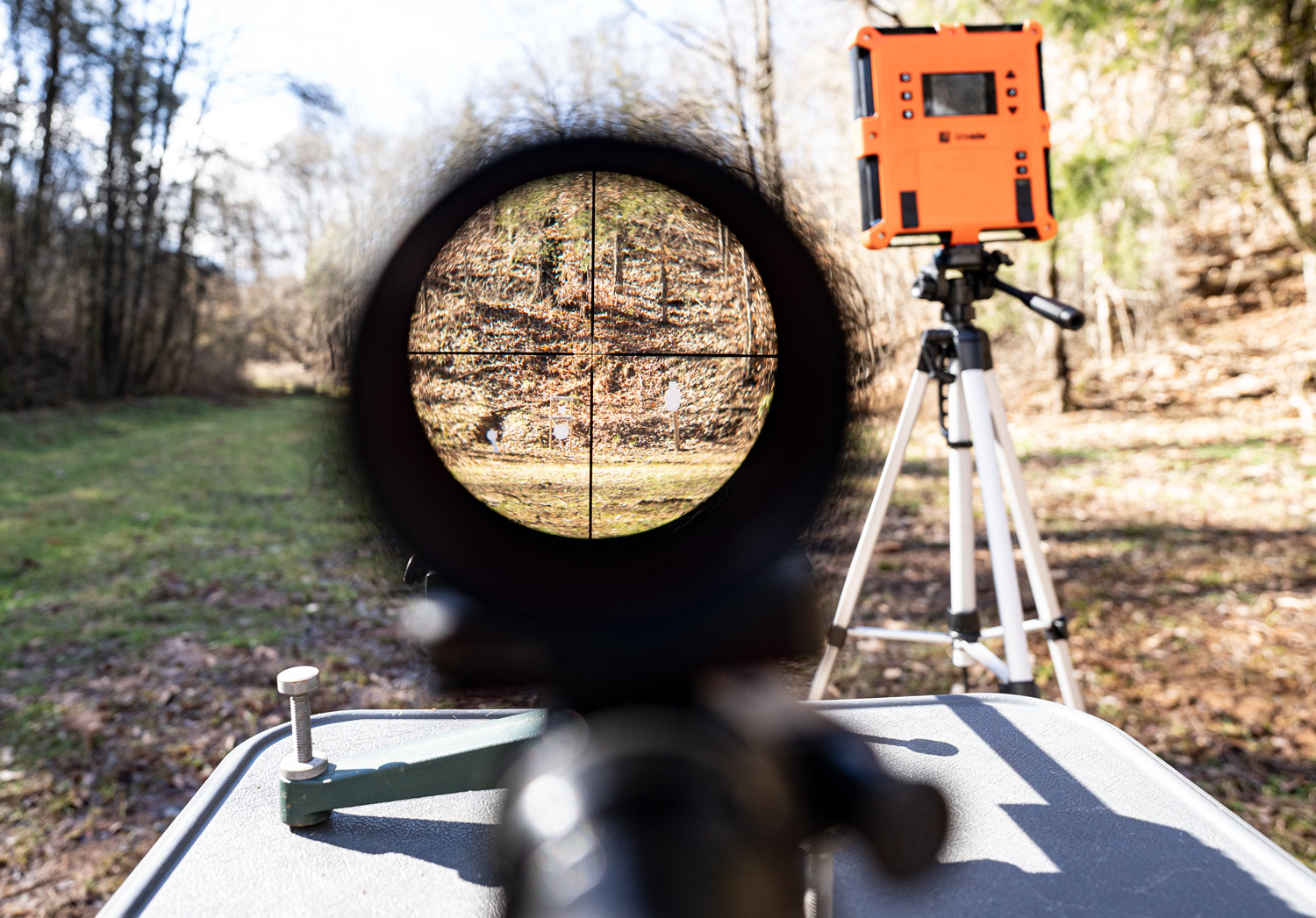 Looking downrange through a scope