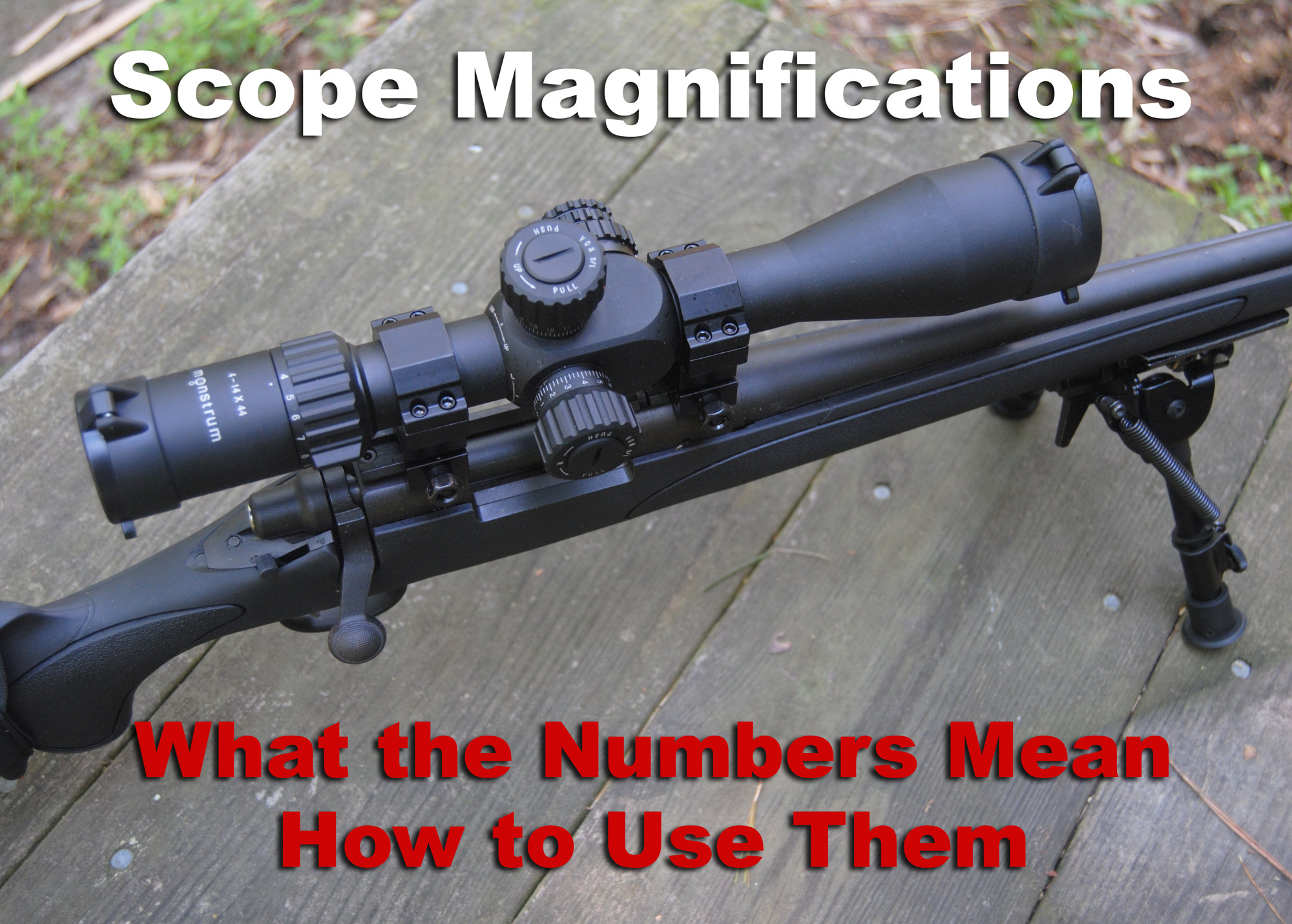 Scope magnifications on a rifle optic