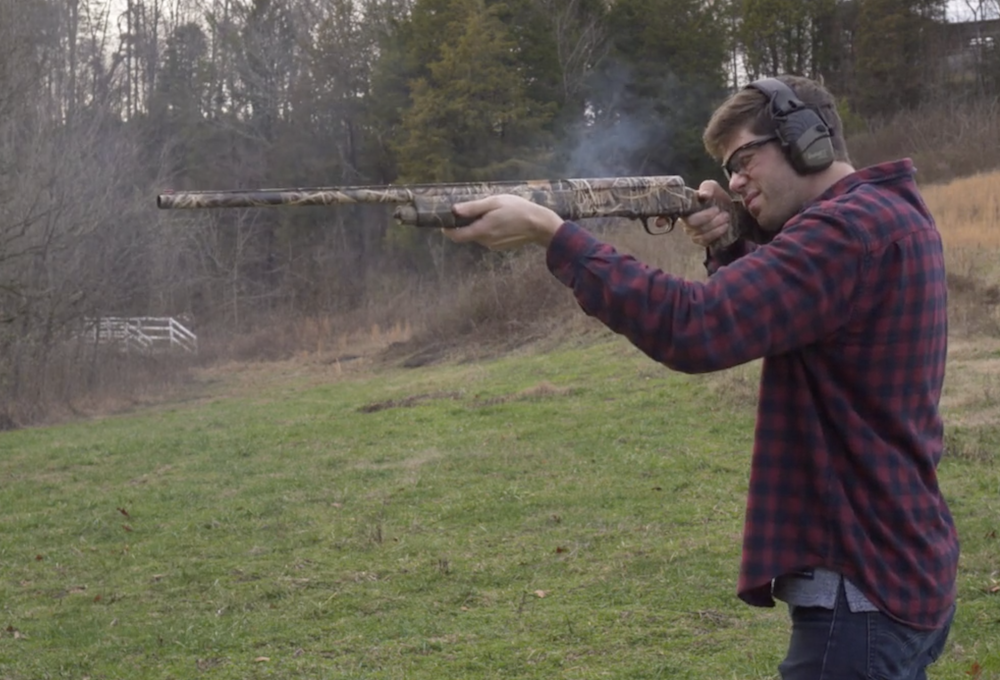 Firing a 12 gauge shotgun