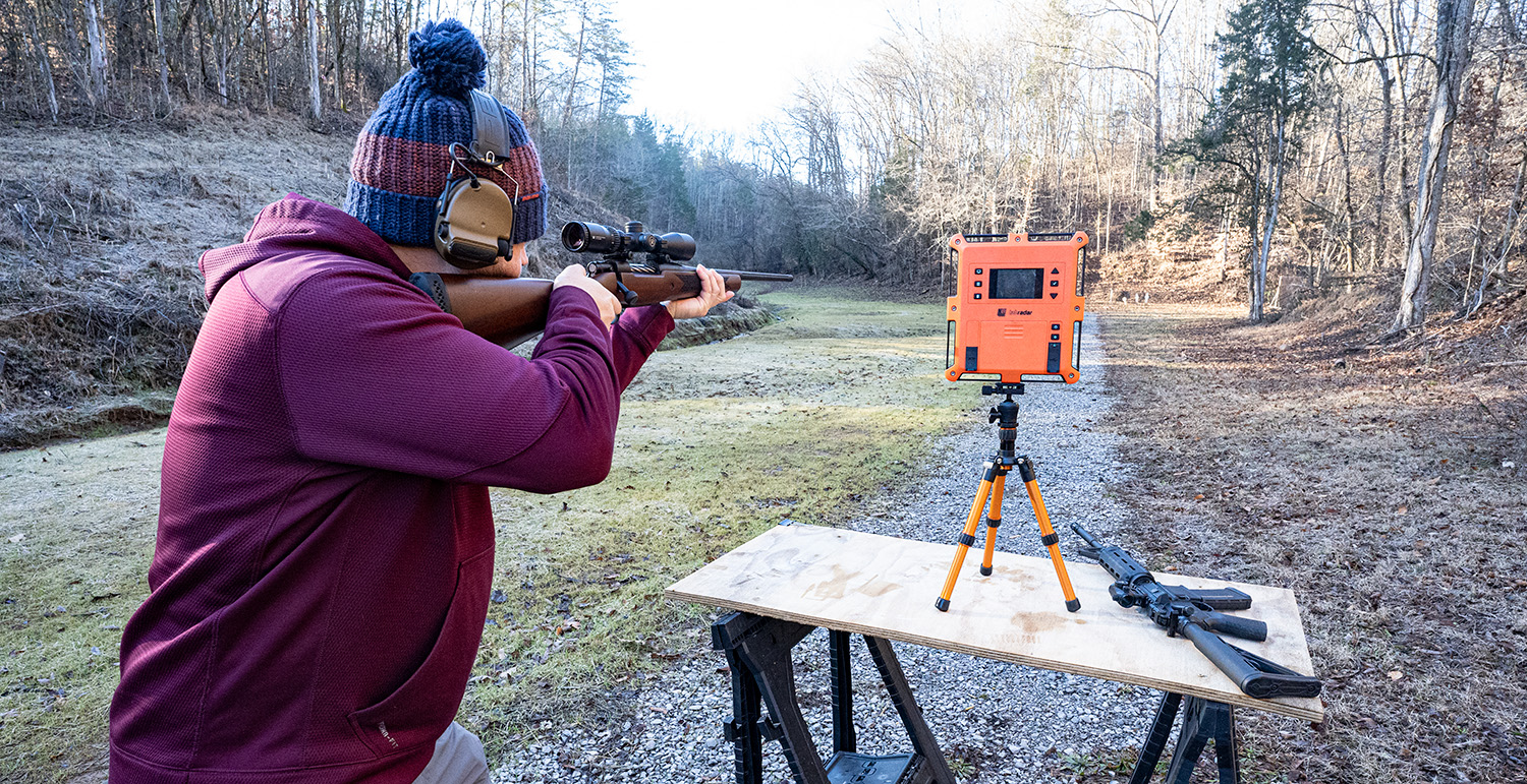 Shooting a 30-06 rifle at a shooting range