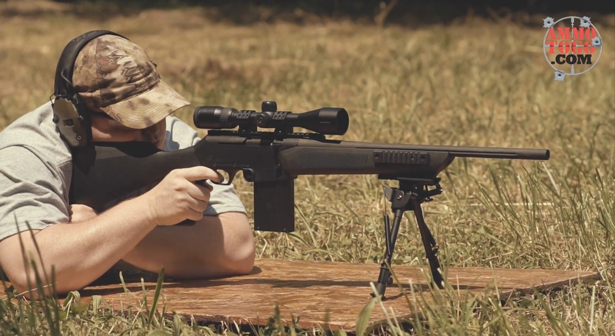 Shooting a rifle at the range