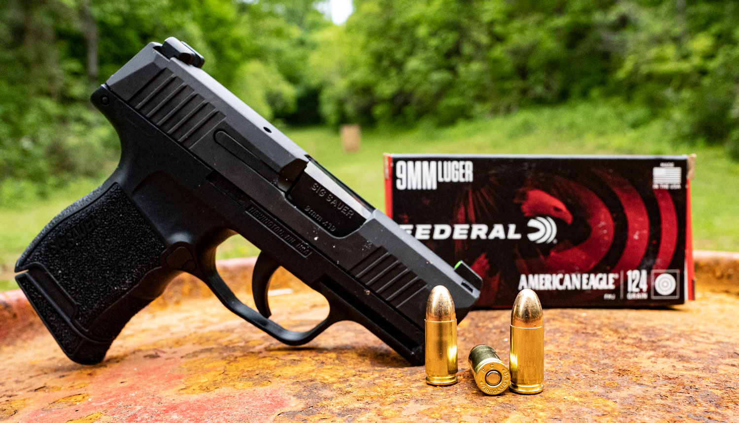 9x19 pistol and ammo Sig P365 9x19 pistol with ammunition