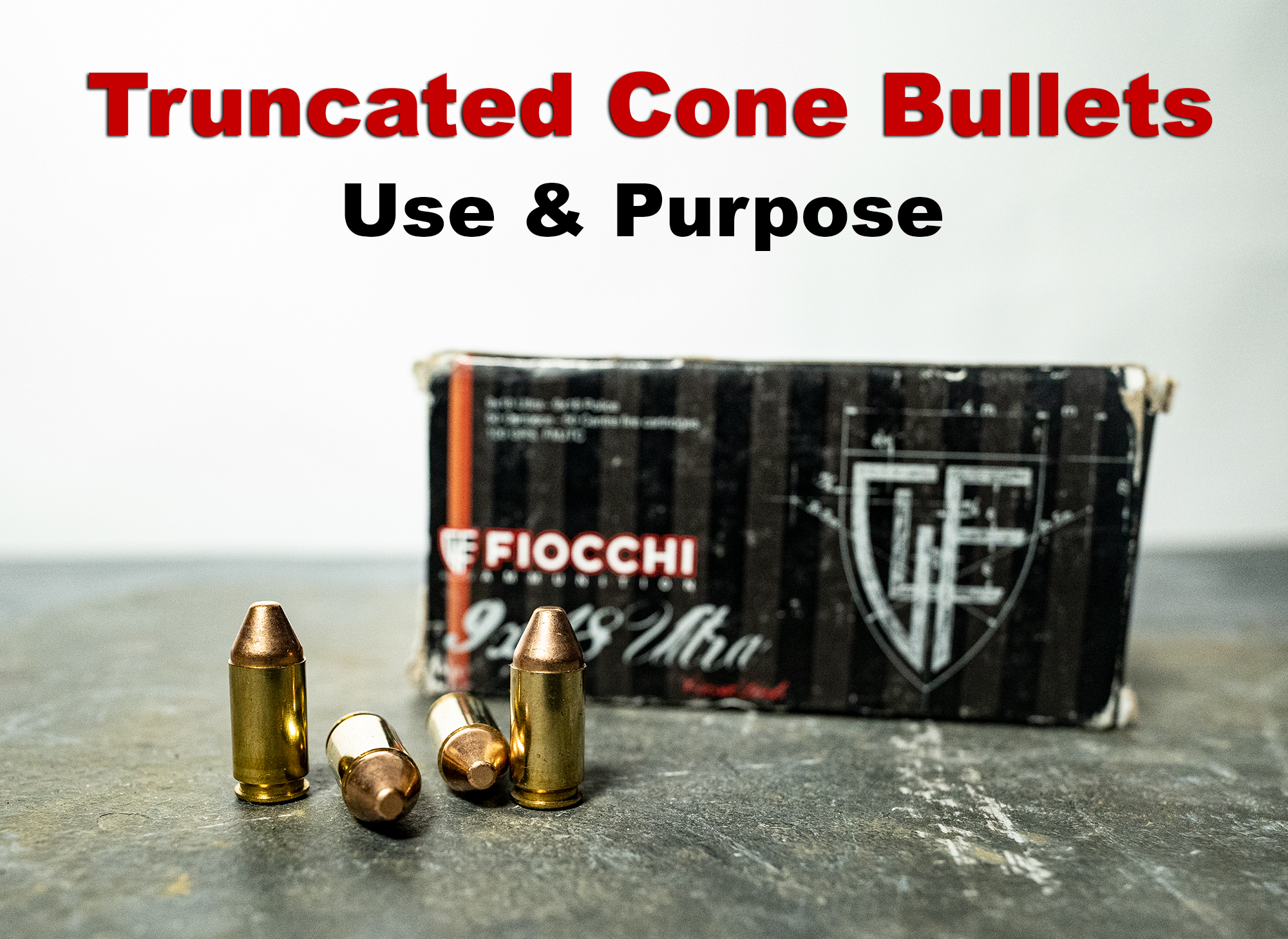 Truncated cone bullets on a table