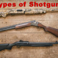 various types of shotguns on a table