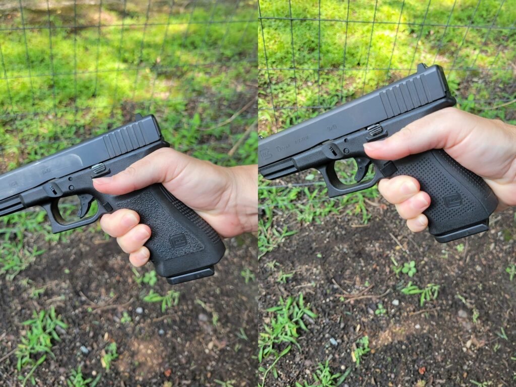 Comparing the grip of the glock 17 vs glock 19