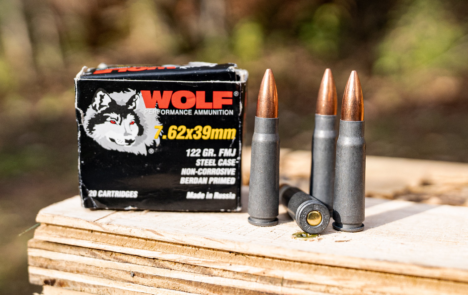 Wolf 7.62x39 ammo at a shooting range