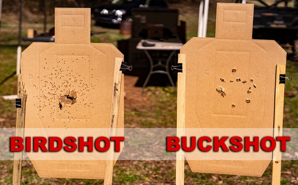 Firing birdshot vs buckshot at targets