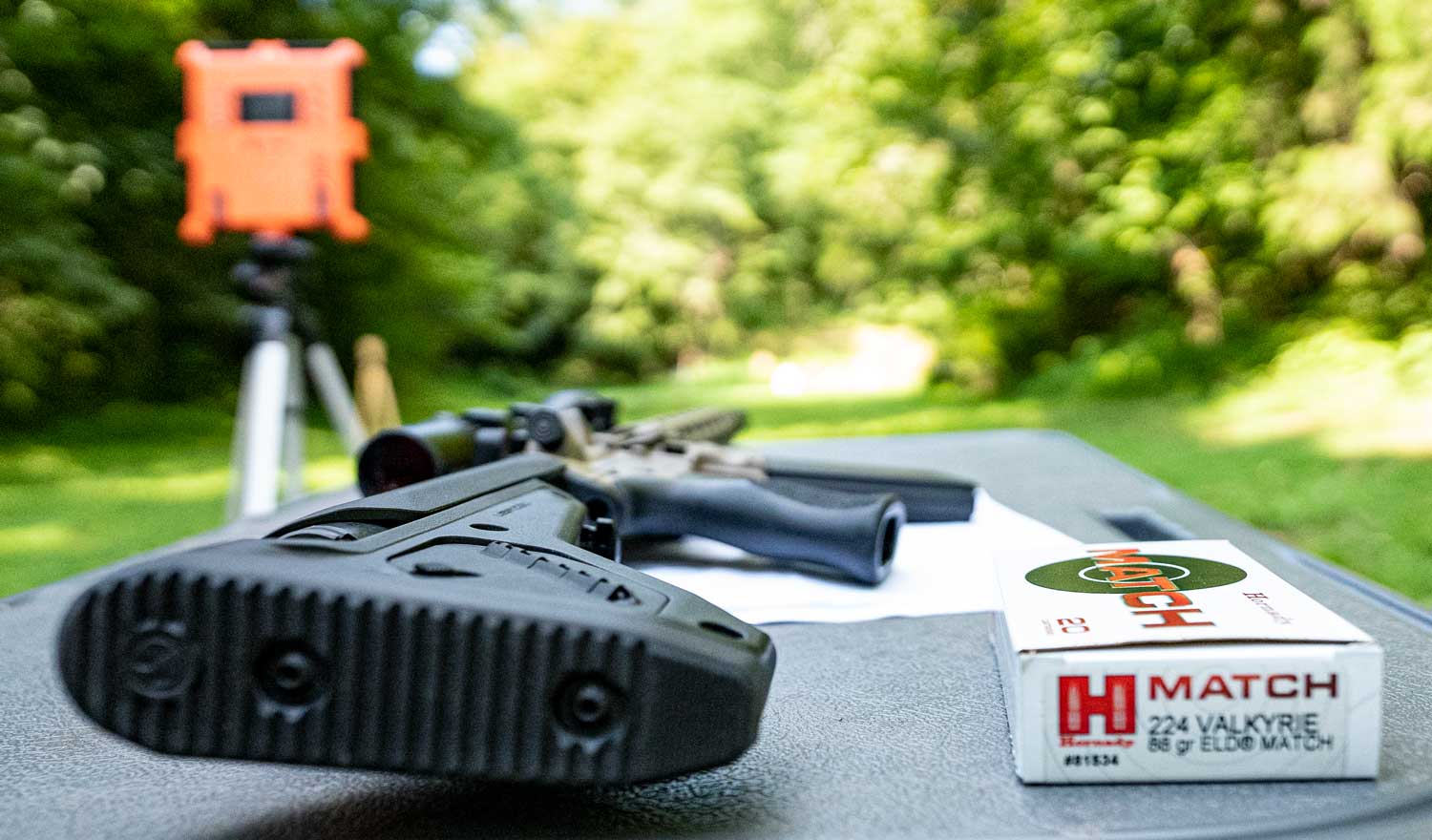 Looking down range behind a .224 valkyrie rifle