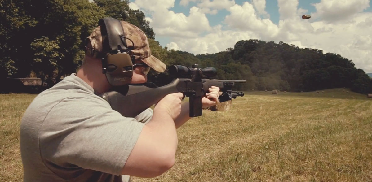 Shooting a .308 rifle at the range