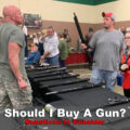woman and man asking should I buy a gun at a gun show