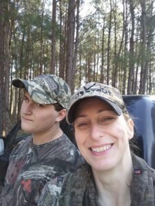 The author deer hunting with her son author deer hunting with her son in the woods